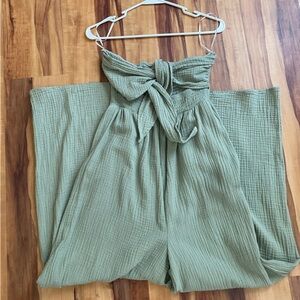 SHEIN Olive Green Wide Leg Jumpsuit